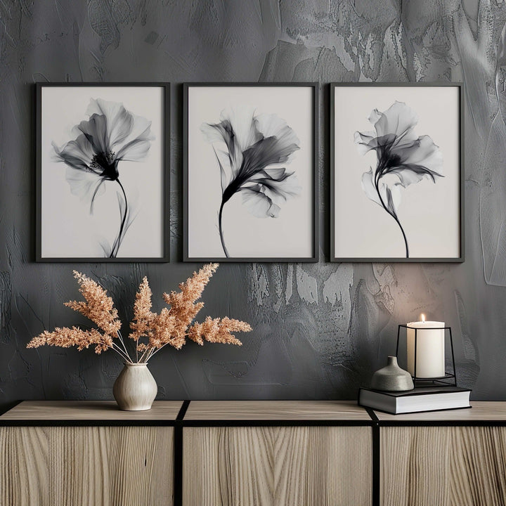 Swan Flowers Trio Painting Wall Art Prints wall - art - picture - poster