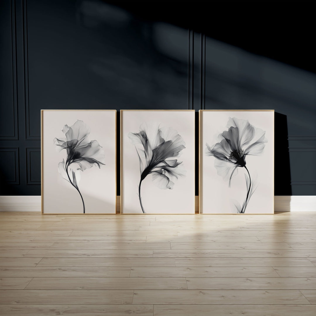 Swan Flowers Trio Painting Wall Art Prints wall - art - picture - poster