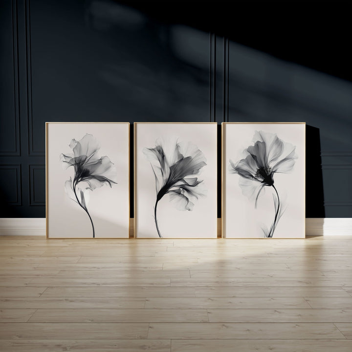 Swan Flowers Trio Painting Wall Art Prints wall - art - picture - poster