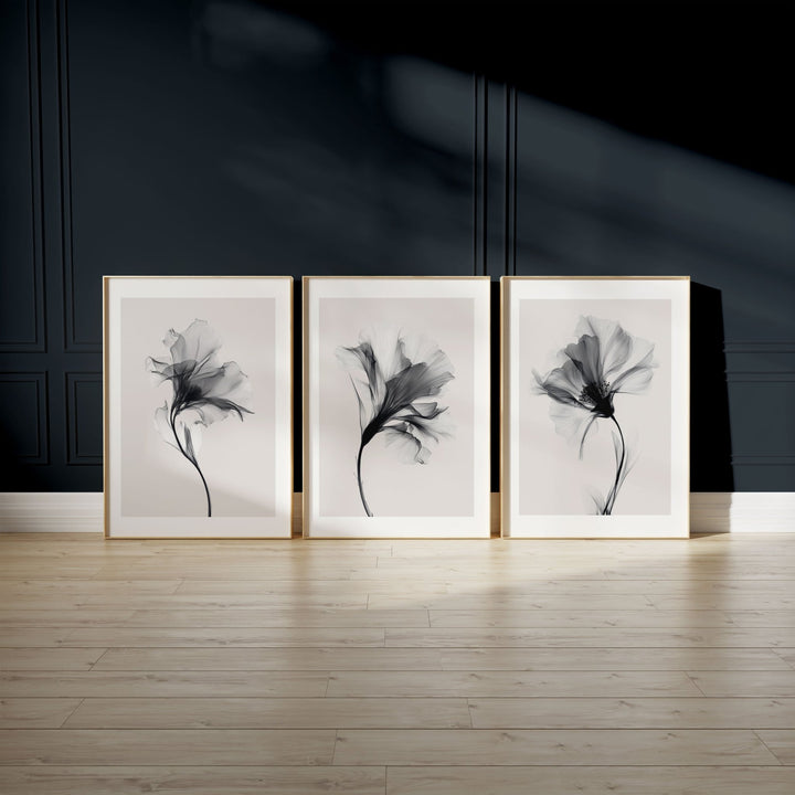Swan Flowers Trio Painting Wall Art Prints wall - art - picture - poster
