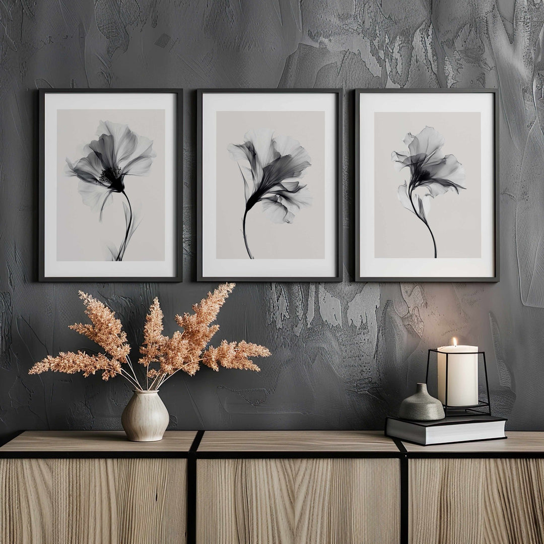 Swan Flowers Trio Painting Wall Art Prints wall - art - picture - poster