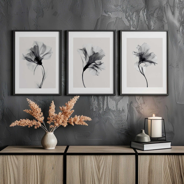 Swan Flowers Trio Painting Wall Art Prints wall - art - picture - poster