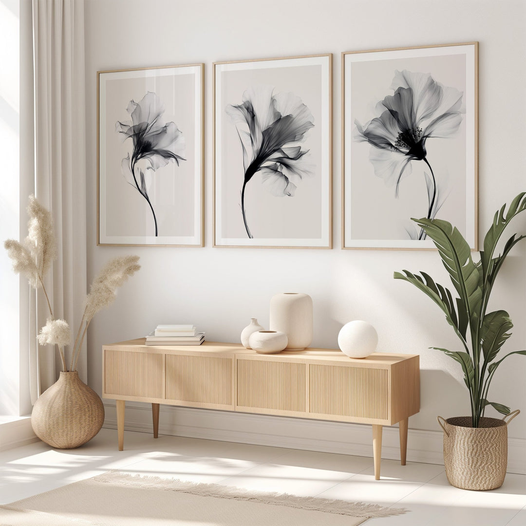 Swan Flowers Trio Painting Wall Art Prints wall - art - picture - poster