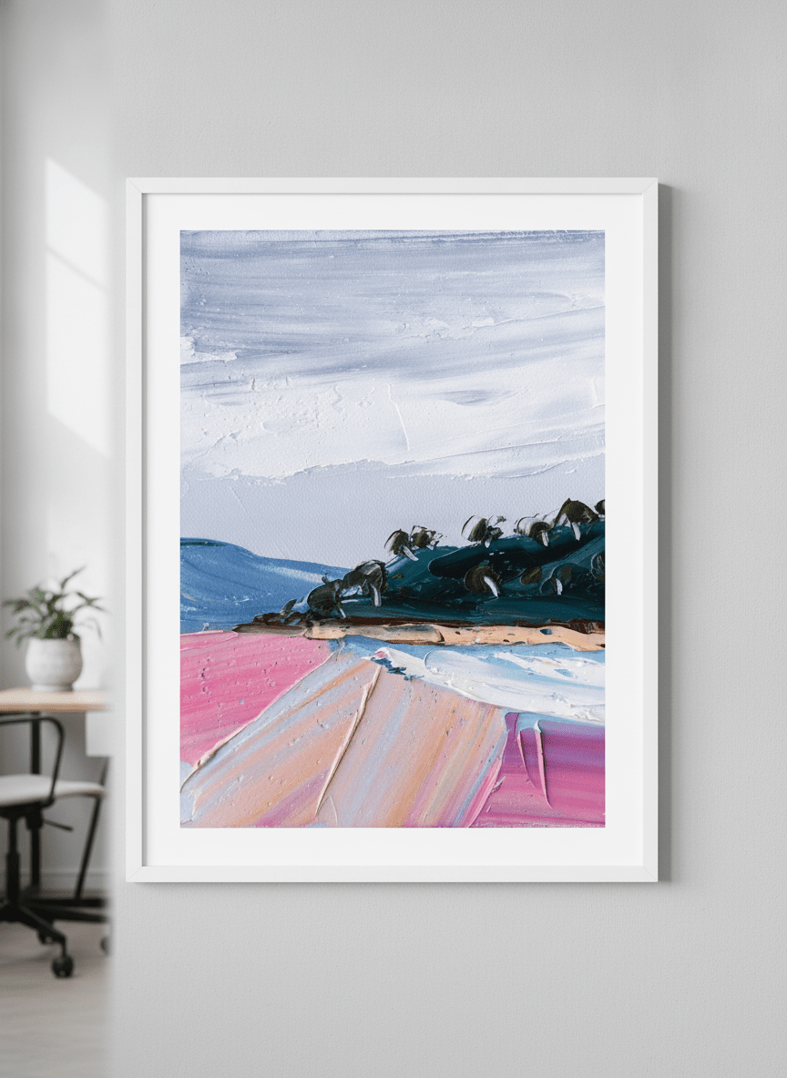 Contemporary wall art featured in a bright modern office workspace