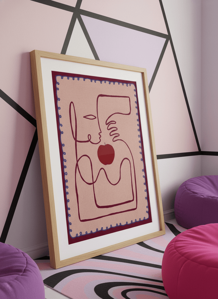 Bold wall art styled in a colourful, eclectic modern home