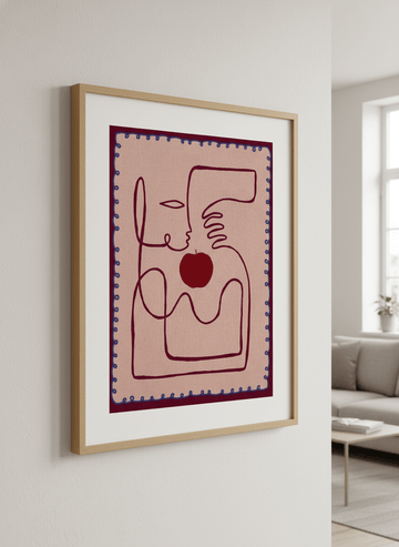 Modern wall art styled above a sofa in a neutral living room