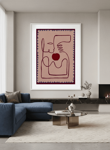 Monumental artwork centred on a feature wall in a luxe interior
