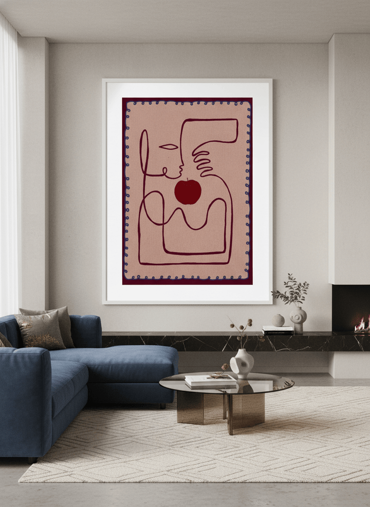 Monumental artwork centred on a feature wall in a luxe interior