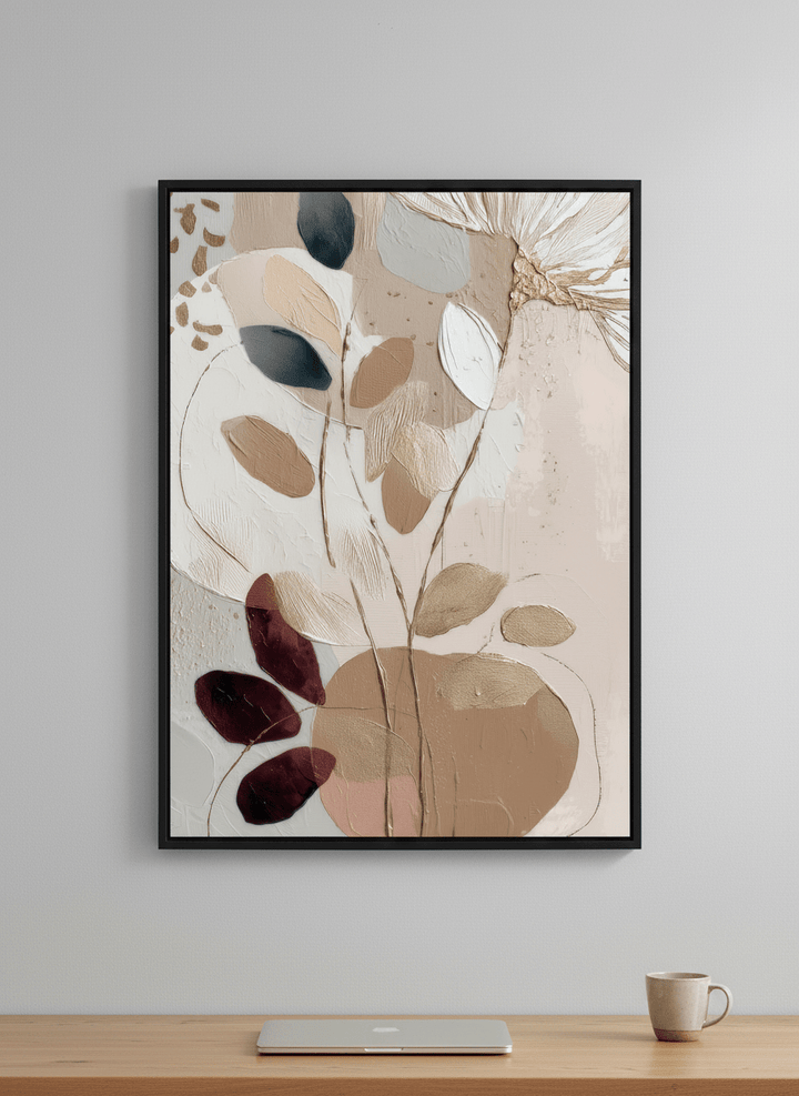 Contemporary wall art featured in a bright modern office workspace