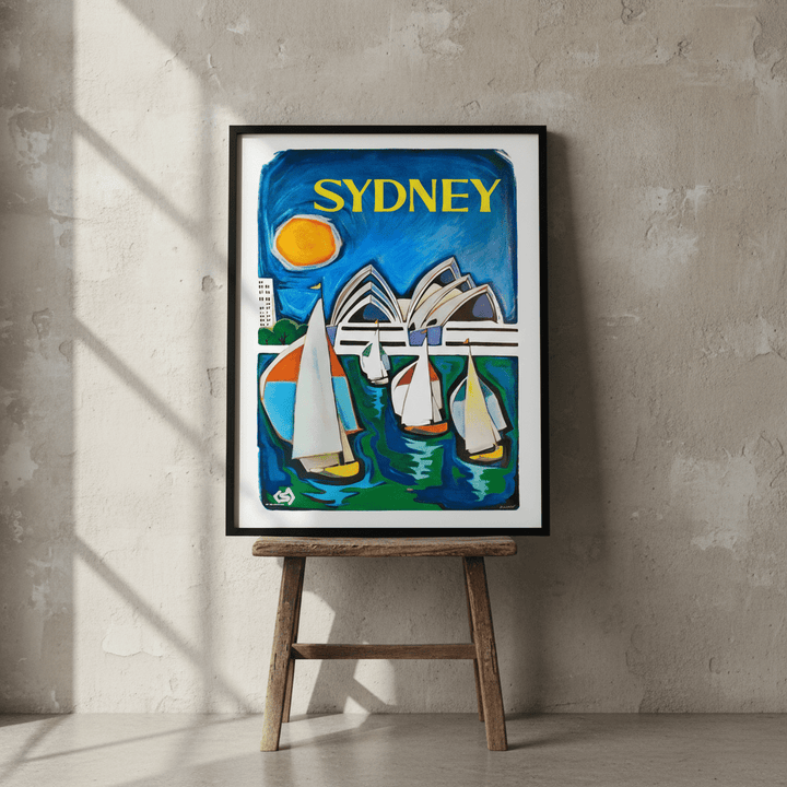 Sydney Harbour Sail Boat Oil Painting Print wall - art - picture - poster