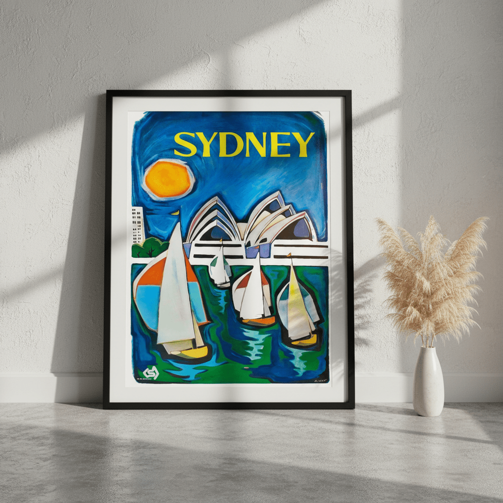 Sydney Harbour Sail Boat Oil Painting Print wall - art - picture - poster