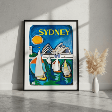 Sydney Harbour Sail Boat Oil Painting Print wall - art - picture - poster