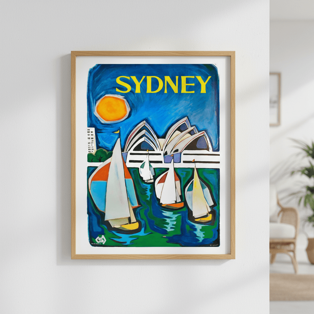 Sydney Harbour Sail Boat Oil Painting Print wall - art - picture - poster