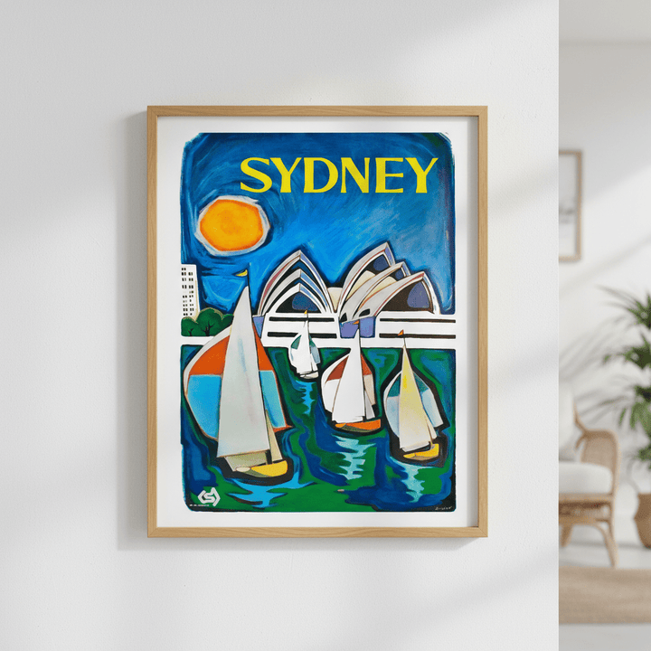 Sydney Harbour Sail Boat Oil Painting Print wall - art - picture - poster