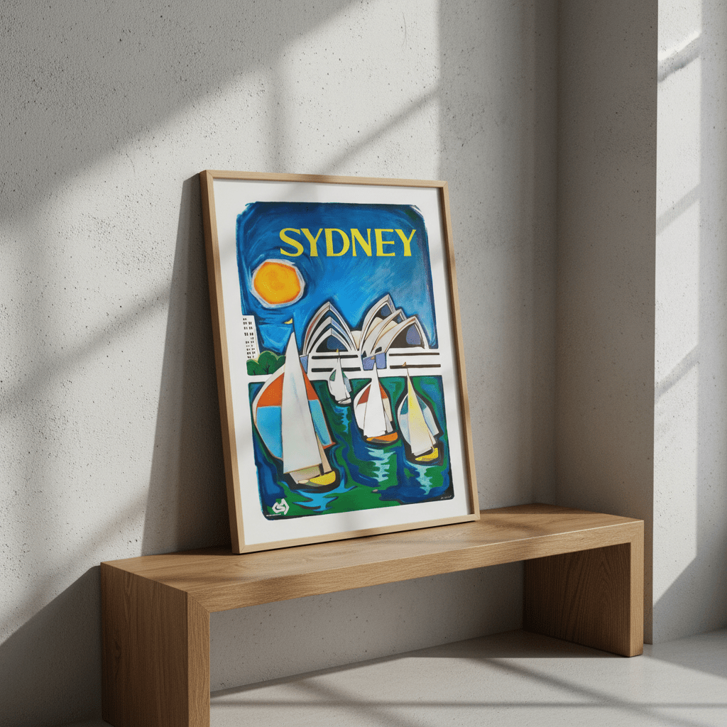 Sydney Harbour Sail Boat Oil Painting Print wall - art - picture - poster
