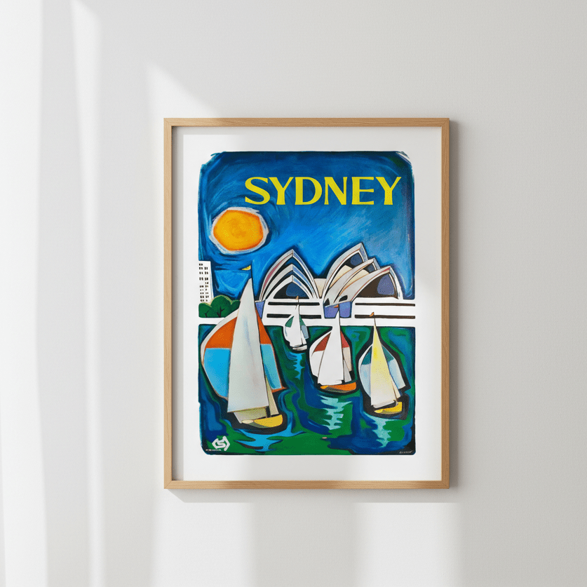 Sydney Harbour Sail Boat Oil Painting Print wall - art - picture - poster