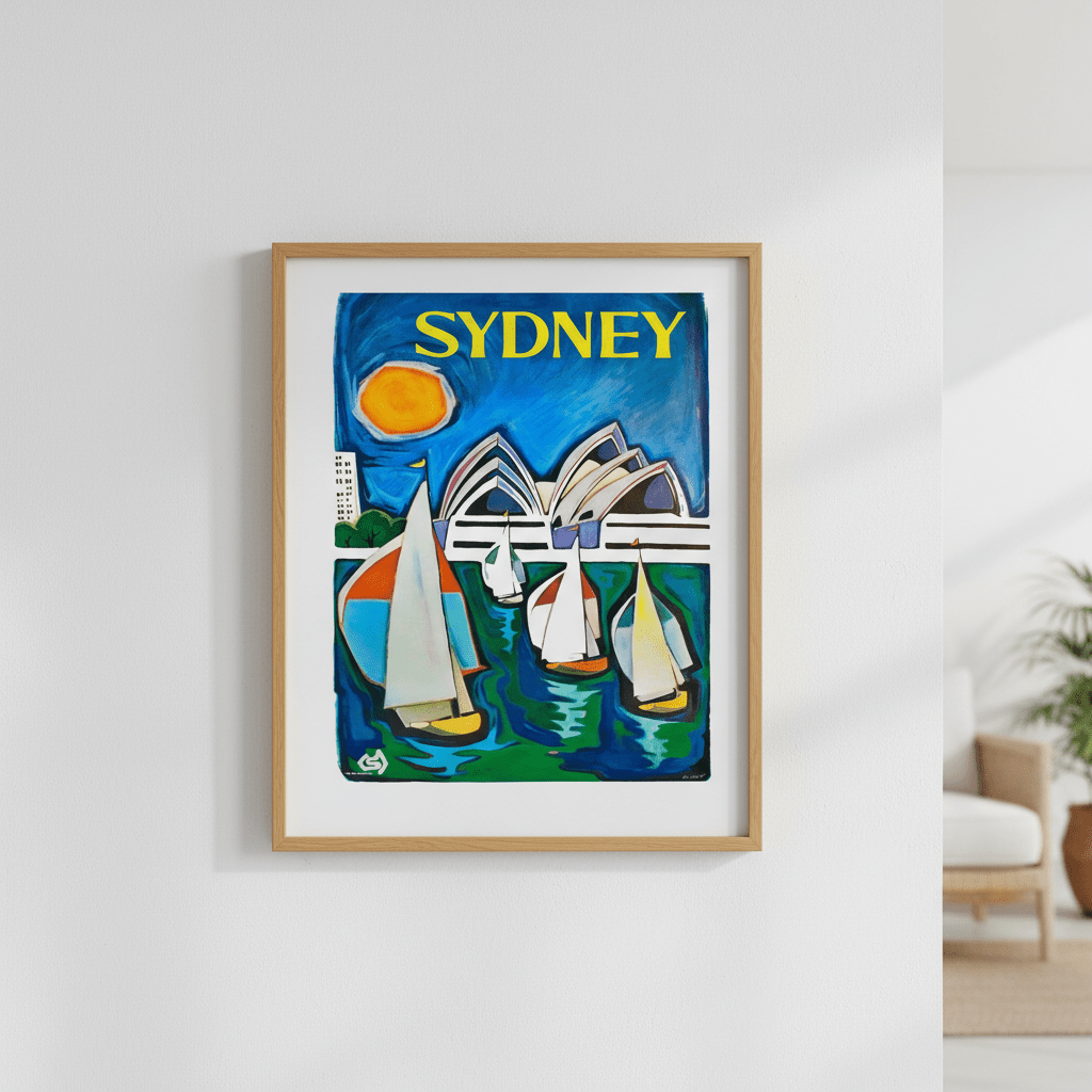 Sydney Harbour Sail Boat Oil Painting Print wall - art - picture - poster