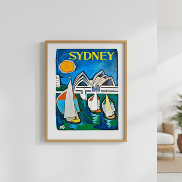 Sydney Harbour Sail Boat Oil Painting Print wall - art - picture - poster