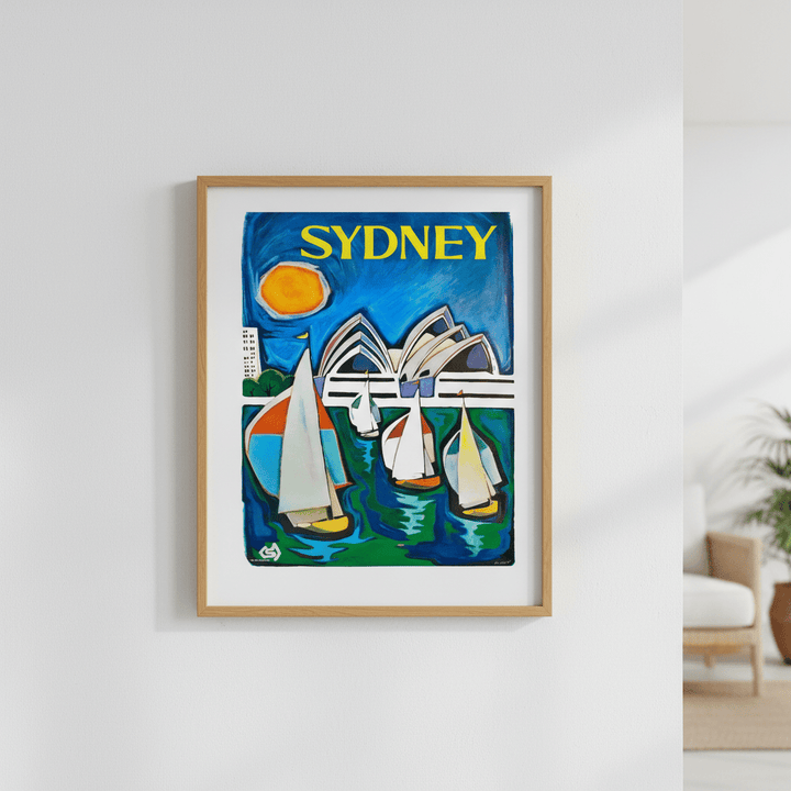 Sydney Harbour Sail Boat Oil Painting Print wall - art - picture - poster