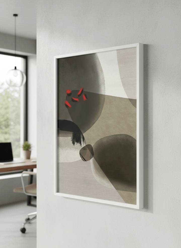 Contemporary wall art featured in a bright modern office workspace
