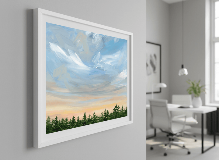 Contemporary wall art featured in a bright modern office workspace
