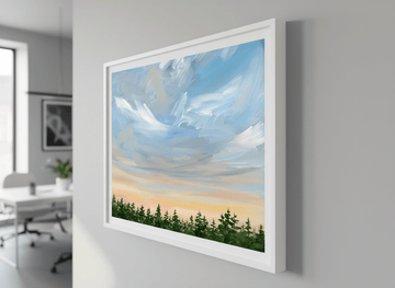 Contemporary wall art featured in a bright modern office workspace