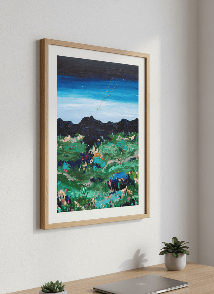 Contemporary wall art featured in a bright modern office workspace