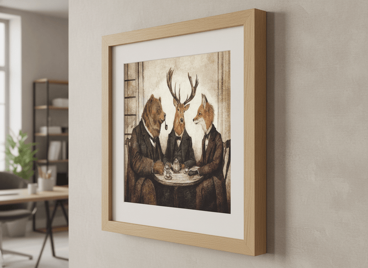 Contemporary wall art featured in a bright modern office workspace