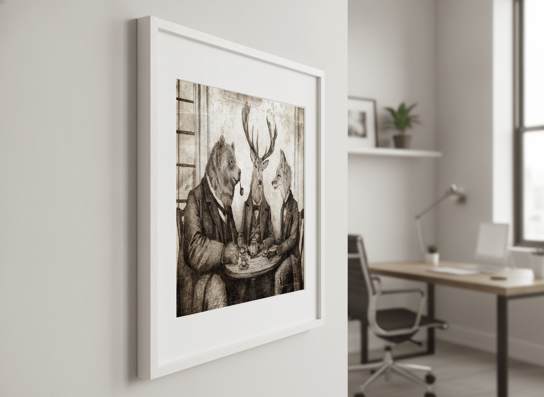 Contemporary wall art featured in a bright modern office workspace