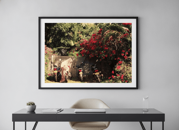 Contemporary wall art featured in a bright modern office workspace
