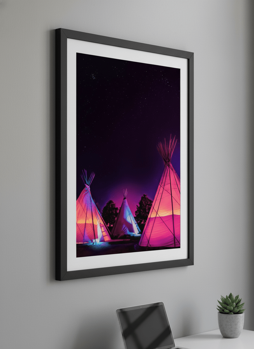 Contemporary wall art featured in a bright modern office workspace