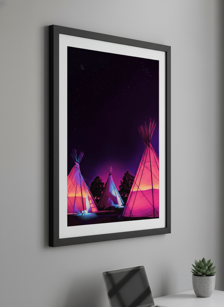 Contemporary wall art featured in a bright modern office workspace
