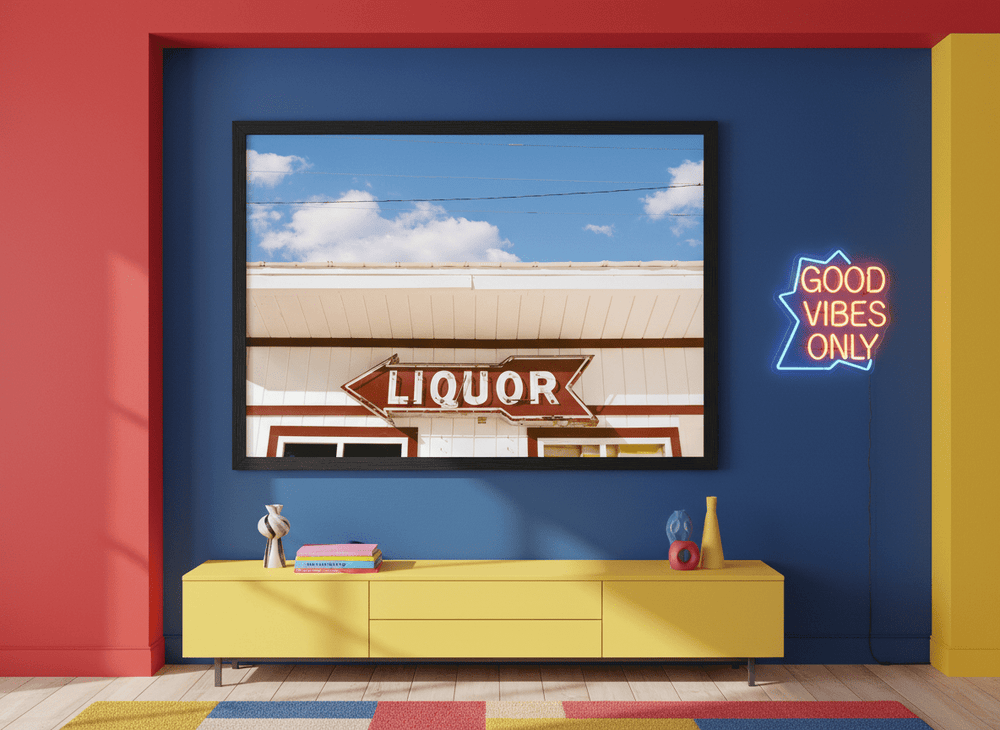 Bold wall art styled in a colourful, eclectic modern home