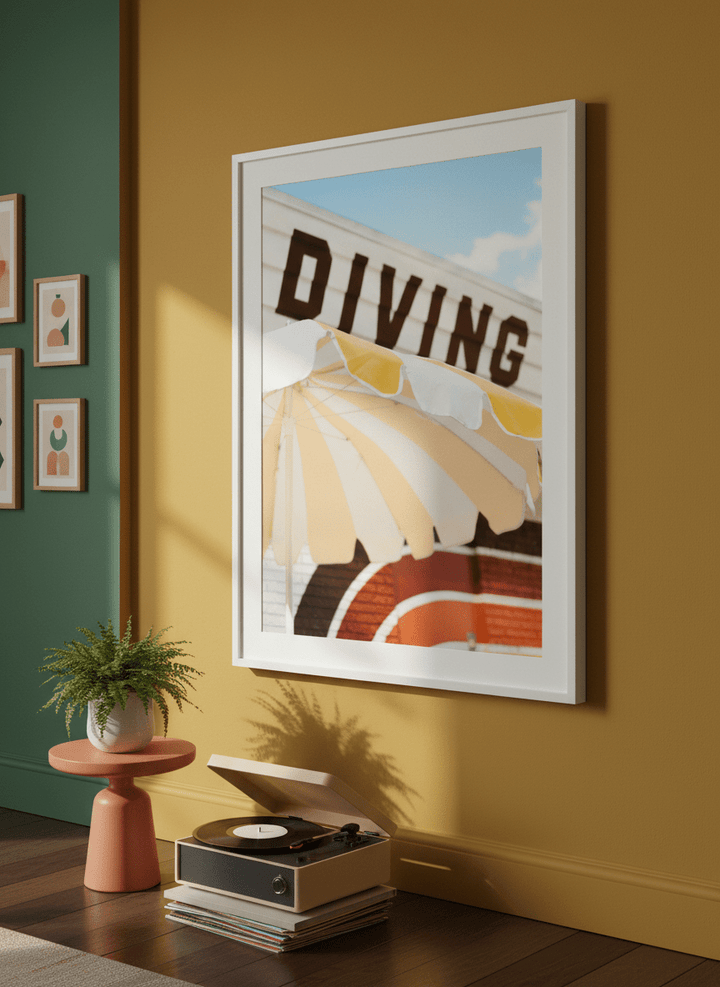 Bold wall art styled in a colourful, eclectic modern home