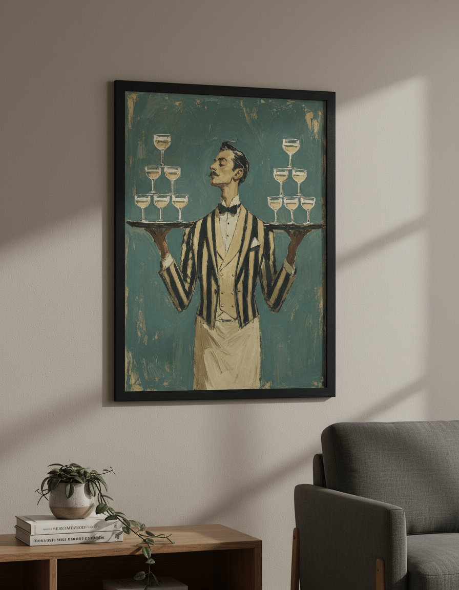 Modern wall art styled above a sofa in a neutral living room