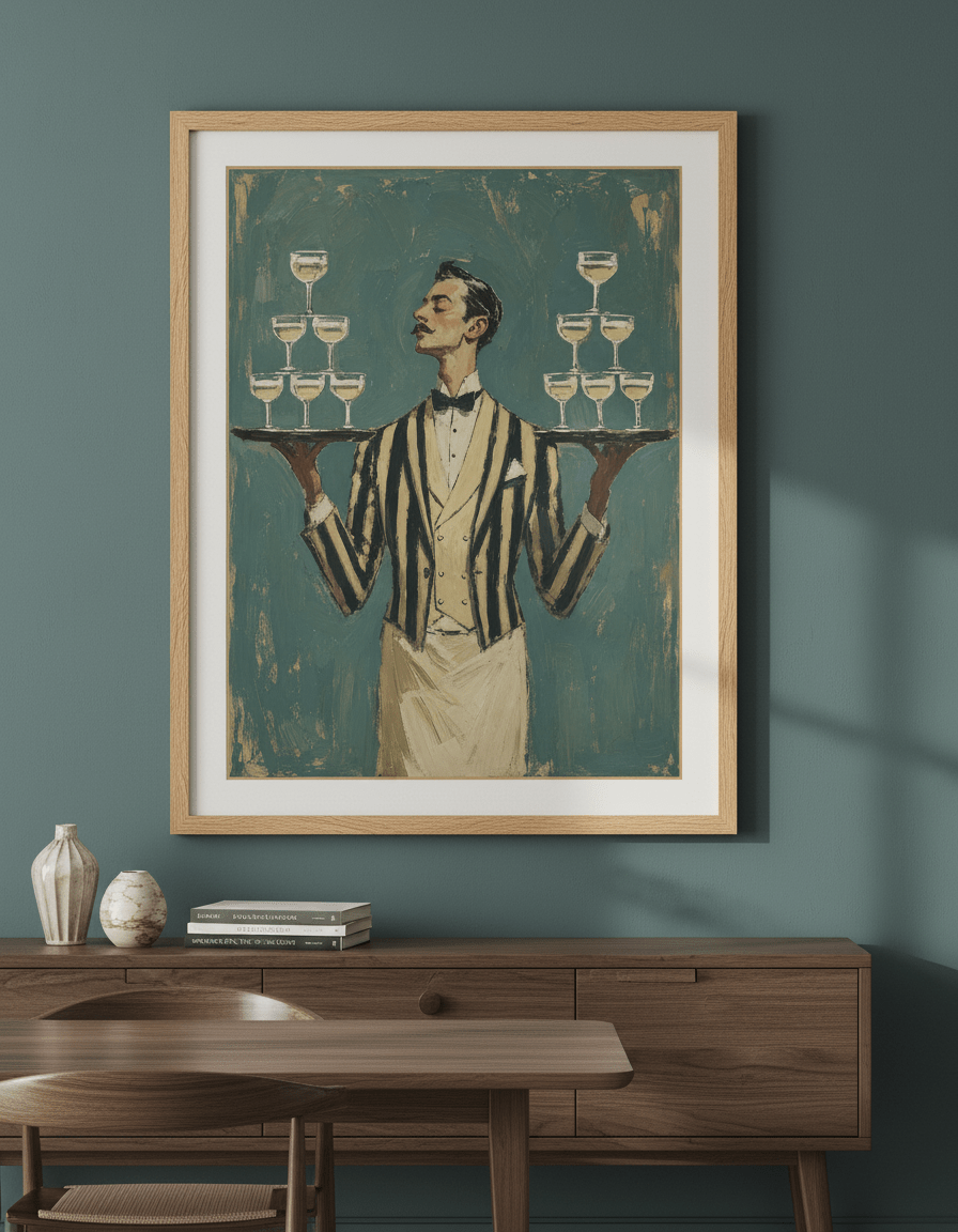 Wall art styled above a dining table in a contemporary home