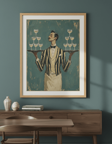 Wall art styled above a dining table in a contemporary home