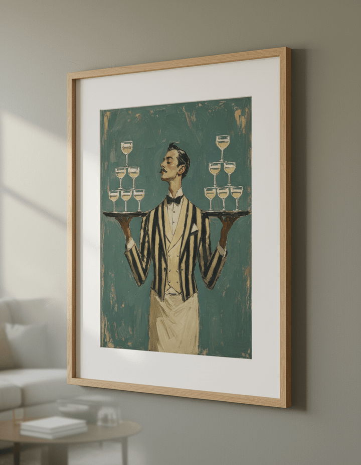 Modern wall art styled above a sofa in a neutral living room