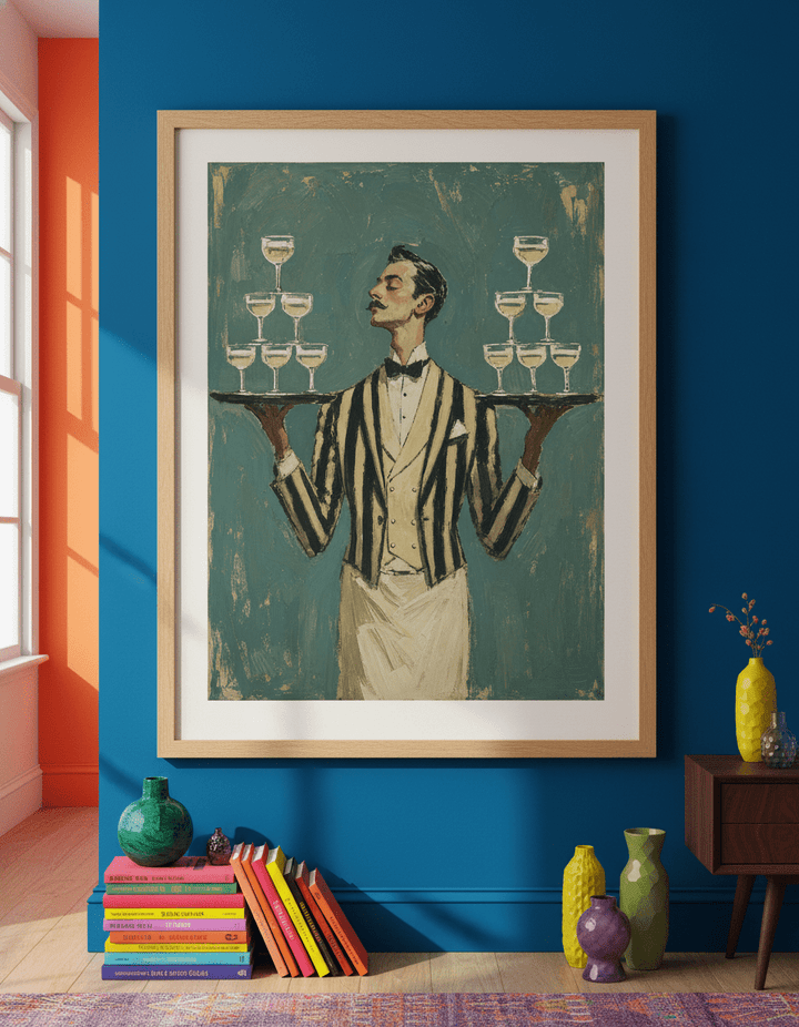 Bold wall art styled in a colourful, eclectic modern home