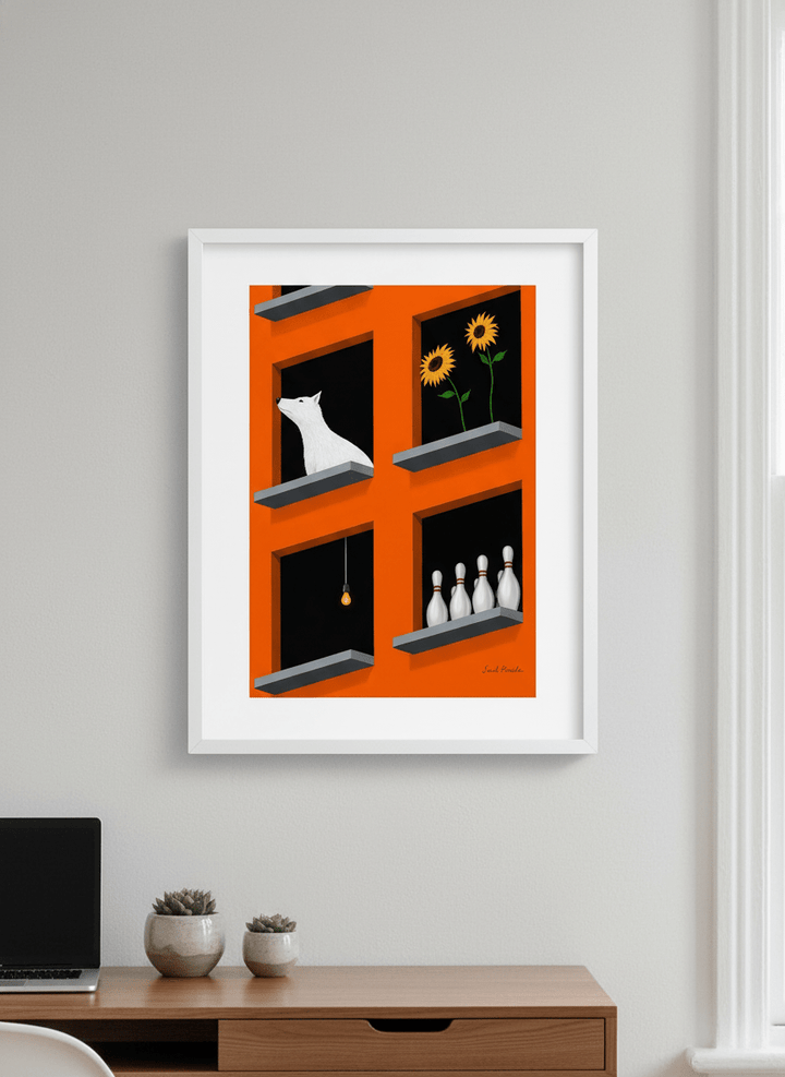 Contemporary wall art featured in a bright modern office workspace