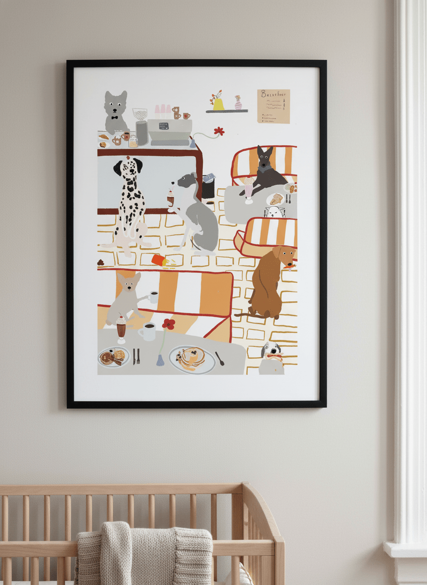Soft neutral wall art styled in a serene nursery with pastel tones