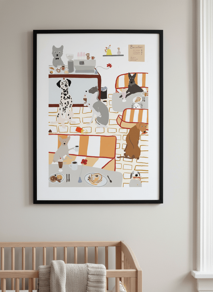 Soft neutral wall art styled in a serene nursery with pastel tones