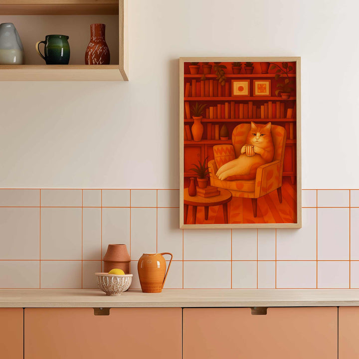 cat kitchen print poster