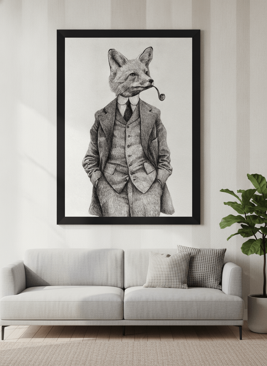 Modern wall art styled above a sofa in a neutral living room