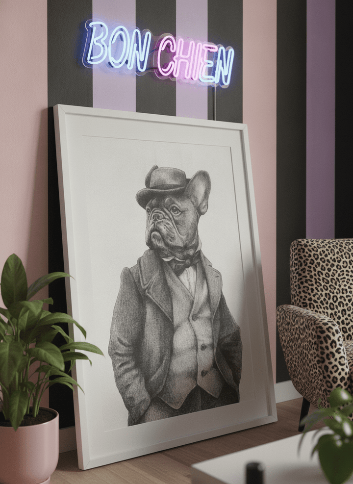Bold wall art styled in a colourful, eclectic modern home