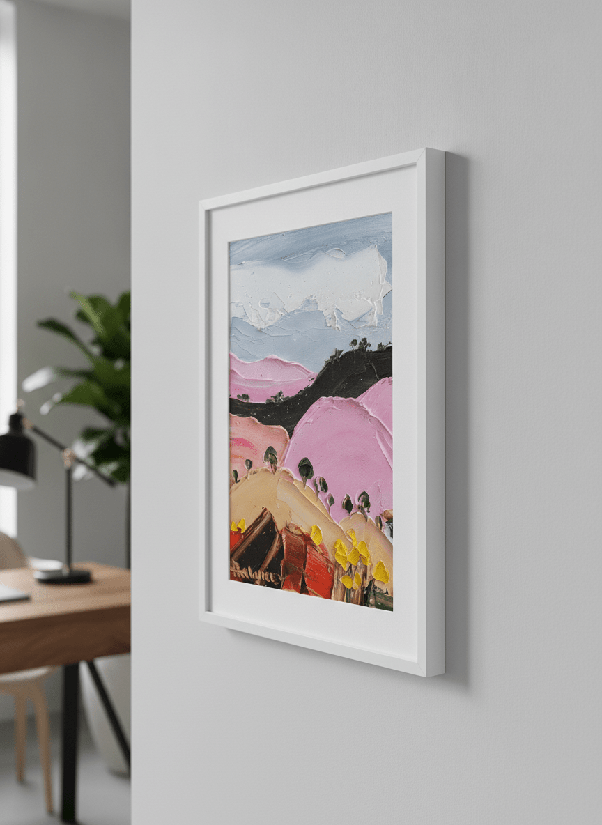 Contemporary wall art featured in a bright modern office workspace