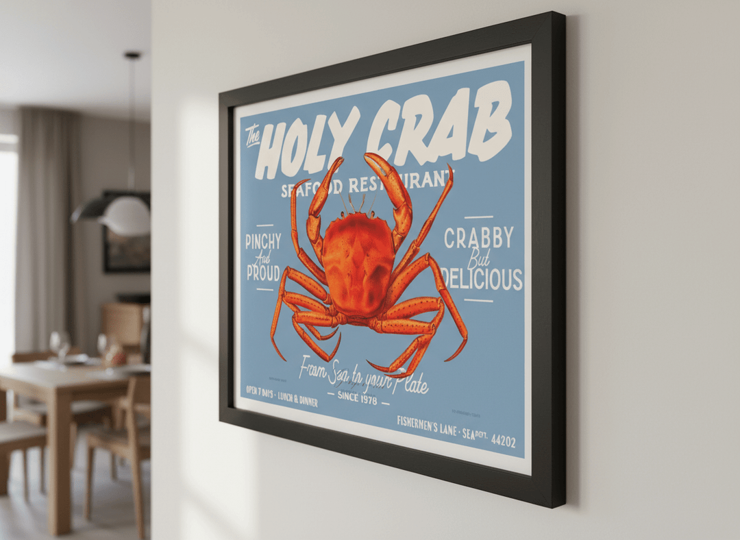 Wall art styled above a dining table in a contemporary home