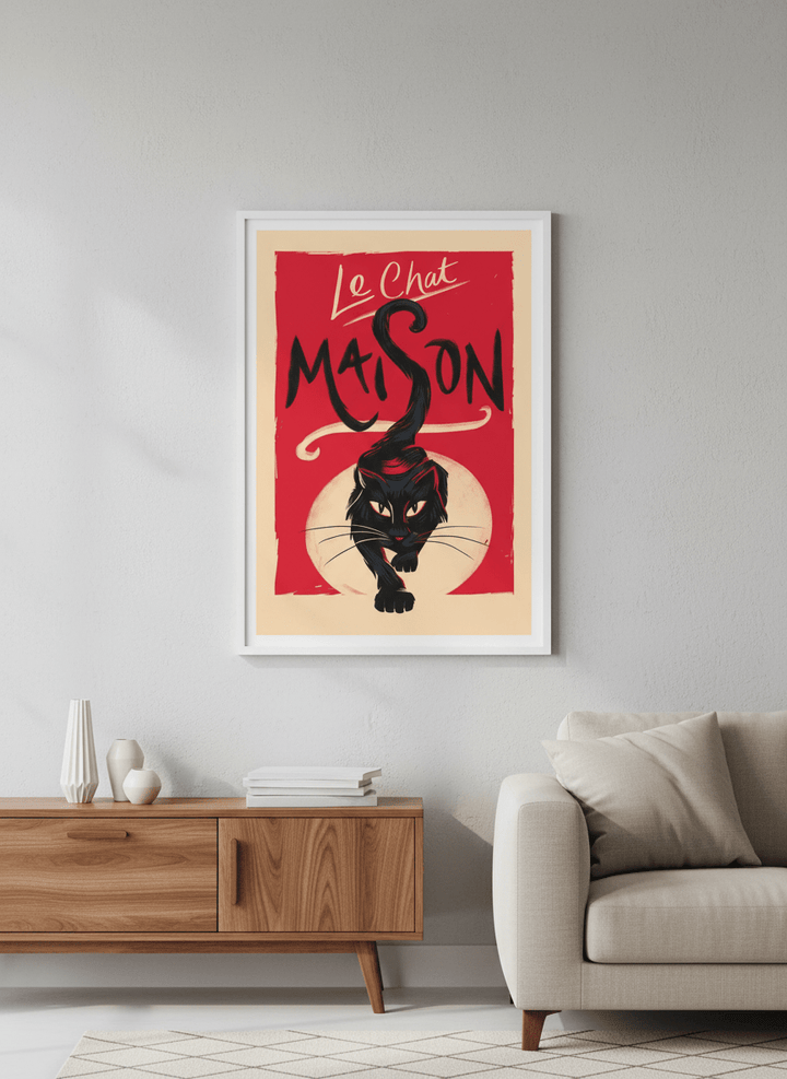 Modern wall art styled above a sofa in a neutral living room