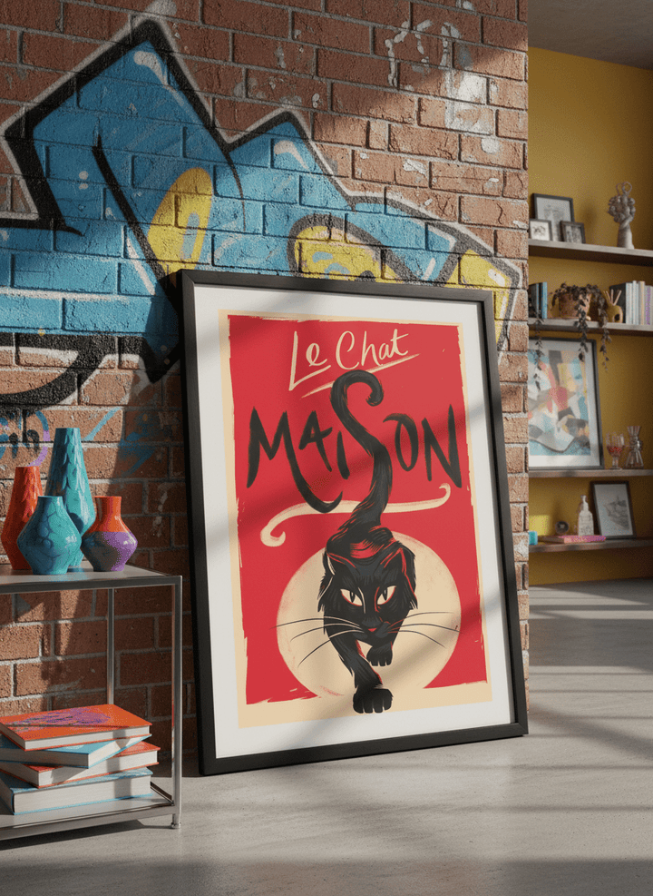 Bold wall art styled in a colourful, eclectic modern home