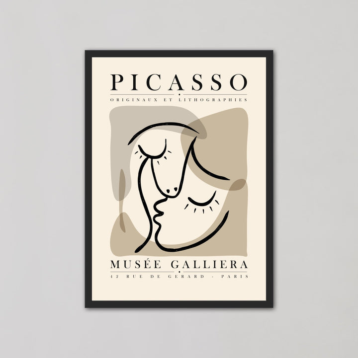 The Kiss Grey And Beige Abstract Wall Art By Pablo Picasso - Style My Wall